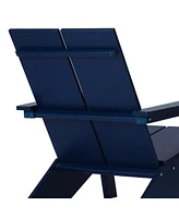 Outdoor Hdpe Modern Adirondack Chair with Folding Patio Ottoman and Cup Holder