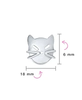 Bling Jewelry Curious Cat Face Stud Earrings in Sterling Silver - Cute Kitten Design