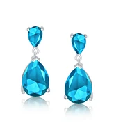 Bling Jewelry Simple Cubic Zirconia Teardrop Pear Shaped Solitaire Cz Dangle Earrings .925 Sterling Silver