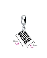 Bling Jewelry Bookkeeper Accountant Math Wiz Calculator Dangle Bead Charm Oxidized .925 Sterling Silver Fits European Bracelet