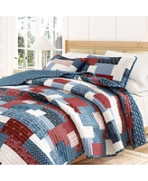 Linery & Co. All Season 3 Piece Americana Stitched Quilt Set with Shams