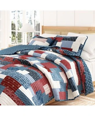 Linery Co. All Season 3 Piece Americana Stitched Quilt Set With Shams