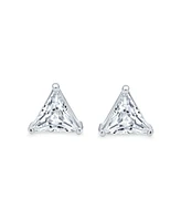 Bling Jewelry Triangle Shaped Cubic Zirconia Basket Set Trillion Cut Cz Stud Earrings .925 Sterling Silver