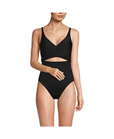 Lands' End Women's Wrap Monokini High Leg One Piece Swimsuit