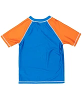 Hot Wheels Toddler Boys Upf 50+ Pullover Rash Guard and Swim Trunks Outfit Set to