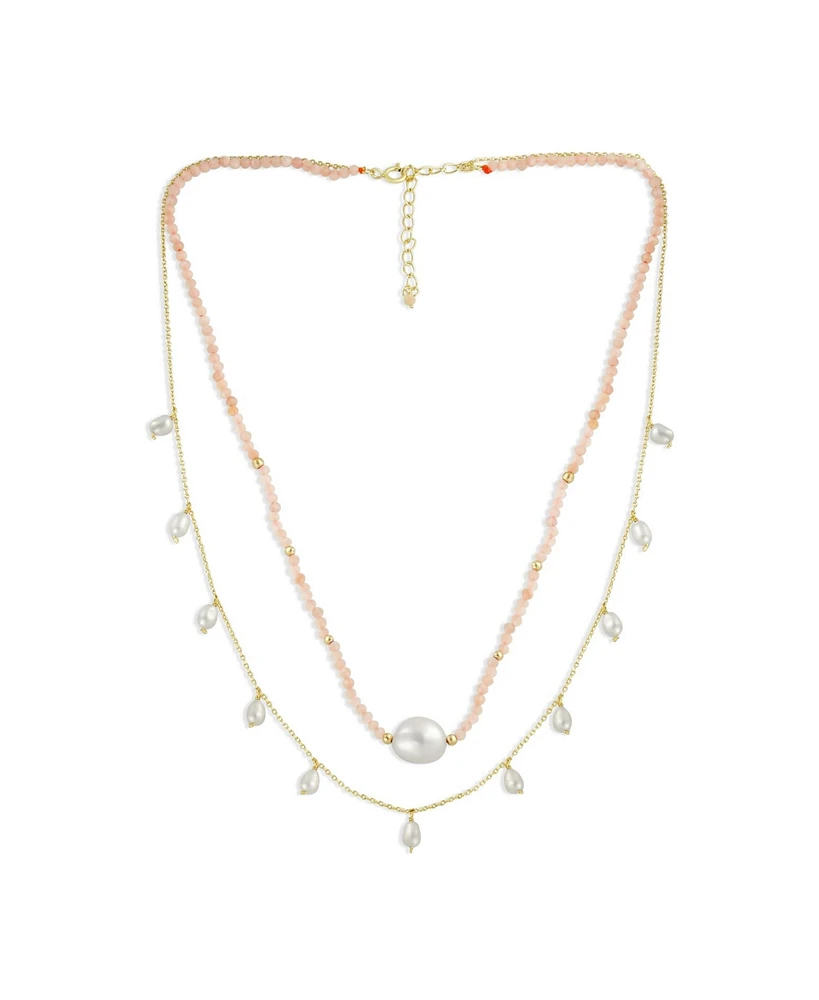Bling Jewelry Boho Dainty Minimalist Simple Delicate Layered Multi Strand Nature Pink Thin Cultured White Baroque Pearl Strands Necklace Choker Yellow