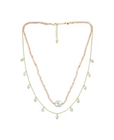 Bling Jewelry Boho Dainty Minimalist Simple Delicate Layered Multi Strand Nature Pink Thin Cultured White Baroque Pearl Strands Necklace Choker Yellow