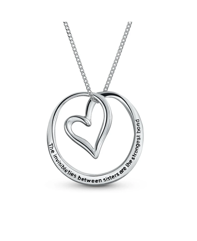 Bling Jewelry Inspirational Mantra Infinity Eternal Circle Bff Words Quote Saying Circle Heart Sister Bond Pendant Necklace Rose Gold Plated .925 Ster