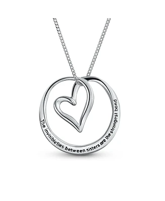 Bling Jewelry Inspirational Mantra Infinity Eternal Circle Bff Words Quote Saying Circle Heart Sister Bond Pendant Necklace Rose Gold Plated .925 Ster