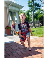Monster Jam Boys Pullover Rash Guard and Swim Trunks Outfit Set
