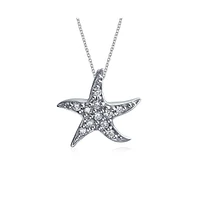 Bling Jewelry Pave Cz Starfish Pendant Necklace Sterling Silver Nautical Beach Vacation Jewelry