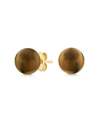 Bling Jewelry 14K Yellow Gold Round Natural Stone Bead Ball Stud Earrings 6MM