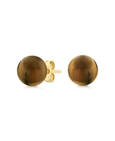 Bling Jewelry 14K Yellow Gold Round Natural Stone Bead Ball Stud Earrings 6MM