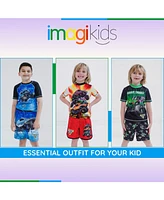 Monster Jam Boys Pullover Rash Guard and Swim Trunks Outfit Set