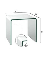 18 x 18 x 16 Inch Tempered Waterfall End Table with non-Slip Pad