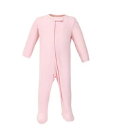 Hudson Baby Baby Girls Hudson Cotton Zipper Sleep and Play 3pk, Pink Safari, 0-3 Months