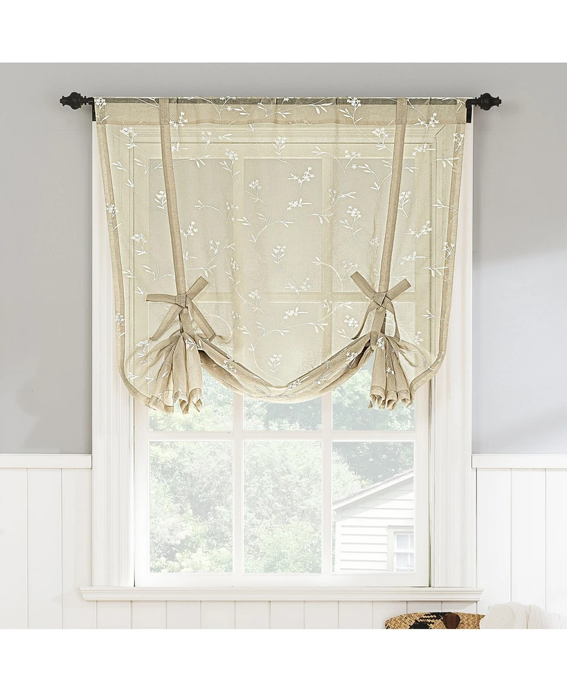Bridget Leaf Print Rod Pocket Window Tie-up Shade