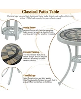 3-Piece Cast Aluminium Patio Bistro Set Outdoor Dining Table and Chairs Patio Bistro Table Patio Bistro Chairs, White
