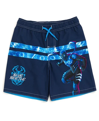 Blue Beetle Boys Dc Comics Upf 50+ Swim Trunks Bathing Suit