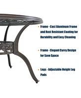40 Inches Outdoor Dining Table with Umbrella Hole Cast Aluminium Patio Round Table, Bronze