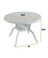 40 Inches Outdoor Dining Table with Umbrella Hole Cast Aluminium Patio Dining Table Outdoor Round Dining Table, Bronze