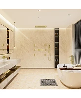 Mondawe Thermostatic Flush Ceiling Mounted Complete Shower System with Led Lights, Body Jets and Slide Bar