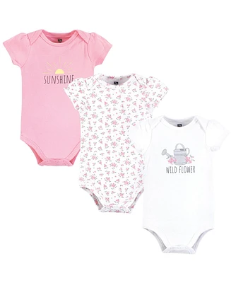 Hudson Baby Girls Cotton Bodysuits, Wild Flower Garden, Preemie