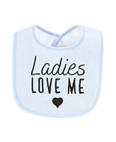 Hudson Baby Infant Boy Cotton Terry Drooler Bibs with Fiber Filling, Handsome Fella, One Size