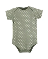 Hudson Baby Girls Cotton Bodysuits, Be Happy Floral, 9-12 Months