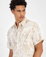 Guess Men's Embro Printed Short-Sleeve Button Shirt