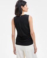 Boss Orange Women's Ruched Sleeveless Keyhole Top