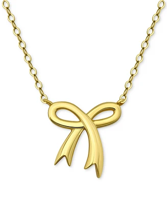 Giani Bernini Bow Pendent Necklace, 16" + 2" extender, 18k Gold-Plated Sterling Silver (Also Silver) Exclusively at Macy's