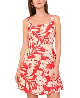 Vince Camuto Women's Linen-Blend Sleeveless Floral A-Line Dress