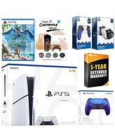 Sony Playstation 5 Slim Disc with Horizon Forbidden West, Extra Volcanic Red Controller, Trigger Stop Kit