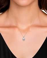 Belle de Mer Cultured Freshwater Pearl (8mm) & Diamond (1/6 ct. t.w.) Bezel 18" Pendant Necklace in 14k Gold