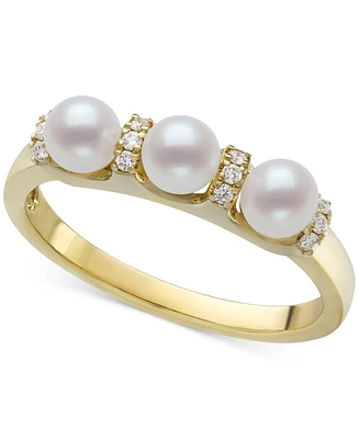 Belle de Mer Cultured Freshwater Pearl (4-5mm) & Diamond (1/10 ct. t.w.) Ring in 10k Gold