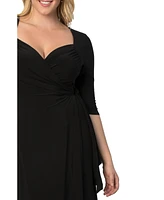 Kiyonna Plus Sweetheart Knit Wrap Dress with 3/4 Sleeves