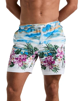 Original Penguin Men's Hibiscus Printed Swim Shorts
