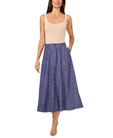 Vince Camuto Women's Linen-Blend Chambray Midi Skirt