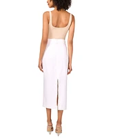 Vince Camuto Women's Linen-Blend Patch-Pocket Midi Skirt