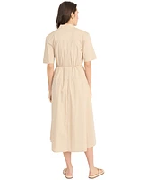 Luxely Women's Tie-Waist V-Neck Short-Sleeve Midi Dress