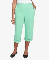 Alfred Dunner Petite Rise & Shine Lace Dotted Trim Capri Pants