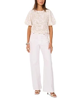 Vince Camuto Women's Embroidered Puff-Sleeve Top
