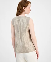 Kasper Women's Shimmer Twill Scoop-Neck Sleeveless Top, Regular & Petite Sizes