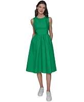 Karl Lagerfeld Paris Women's Poplin Bow-Back A-Line Dress