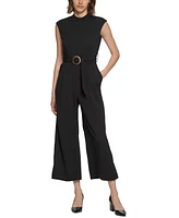 Calvin Klein Women's Crepe Belted Straight-Leg Jumpsuit