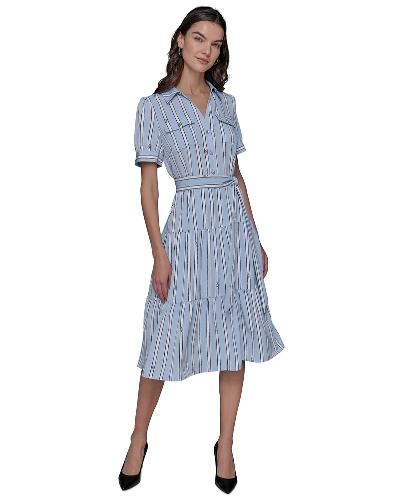 Karl Lagerfeld Paris Women's Striped Shirtdress