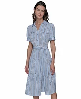 Karl Lagerfeld Paris Women's Striped Shirtdress