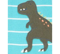 Carter's Baby Boys 1-Piece Striped Dinosaur-Print 100% Snug-Fit Cotton Footed Pajamas