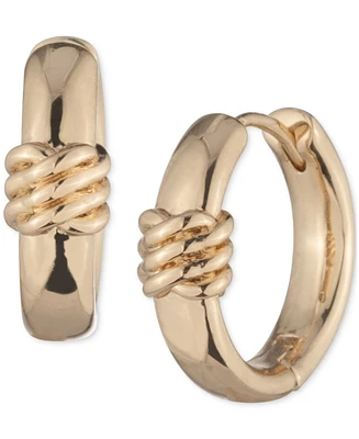 Lauren Ralph Gold-Tone Knotted Small Huggie Hoop Earrings, 0.55"